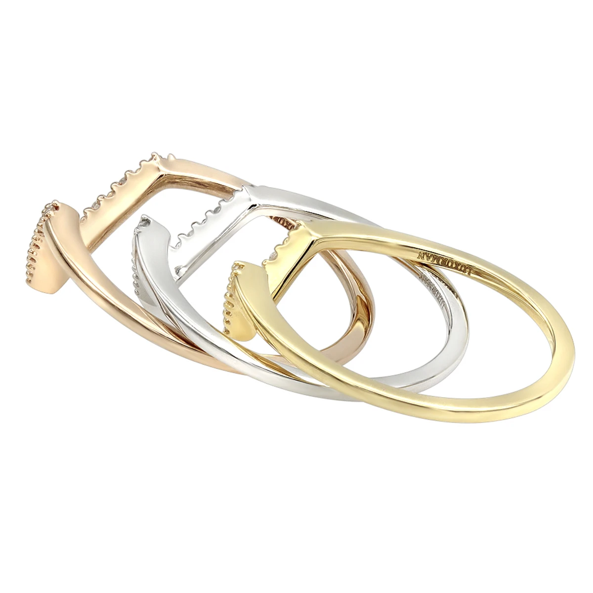 Stackable Diamond Ring Set For Women 14K Gold Bands 2 Stackable Diamond Ring Set For Women 14K Gold Bands - Image 2