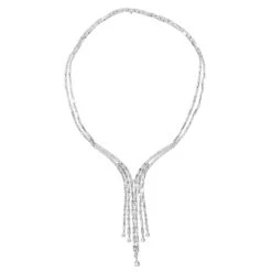 18K White Gold Antique Style Ladies Diamond Necklace Round Baguette Pear Diamonds 9 18K White Gold Antique Style Ladies Diamond Necklace Round Baguette Pear Diamonds -Borcely Jewelry Sales 18k gold antique style ladies diamond necklace round baguette pear diamonds backwh