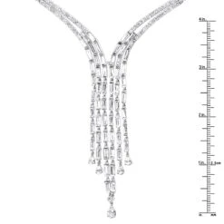18K White Gold Antique Style Ladies Diamond Necklace Round Baguette Pear Diamonds 11 18K White Gold Antique Style Ladies Diamond Necklace Round Baguette Pear Diamonds -Borcely Jewelry Sales 18k gold antique style ladies diamond necklace round baguette pear diamonds rulerwh