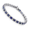 18K White Gold Blue Sapphire Diamond Tennis Bracelet For Women 3.76ct