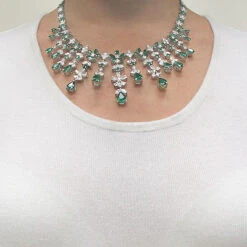 18K White Gold Diamond & Emerald Necklace 15.17dtw 22.44etw 7 18K White Gold Diamond & Emerald Necklace 15.17dtw 22.44etw -Borcely Jewelry Sales 18k gold diamond emerald necklace 1517dtw 2244etw p 6004bod