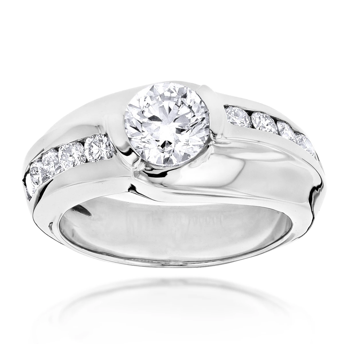 Men's Engagement Ring 18K White Gold 1.5 Carats VS Diamonds 1 Men's Engagement Ring 18K White Gold 1.5 Carats VS Diamonds