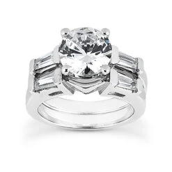 18K White Gold Diamond Engagement Ring Set 1.23ct