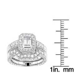 18K White Gold Diamond Engagement Ring Set 1.28ct -Borcely Jewelry Sales 18k gold diamond engagement ring set 128ct p 34934 rulerwh