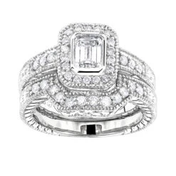 18K White Gold Diamond Engagement Ring Set 1.28ct