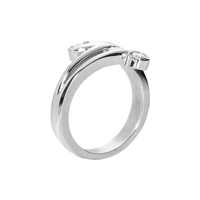 18K White Gold Diamond Right Hand Women's Ring 0.21ct 3 18K White Gold Diamond Right Hand Women's Ring 0.21ct - Image 3