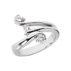 18K White Gold Diamond Right Hand Women's Ring 0.21ct