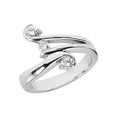 18K White Gold Diamond Right Hand Women's Ring 0.21ct 1 18K White Gold Diamond Right Hand Women's Ring 0.21ct