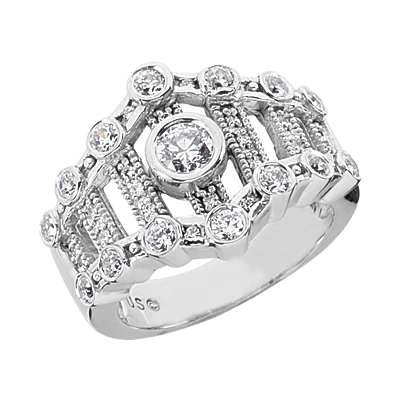 18K White Gold Diamond Right Hand Women's Ring 0.75ct 1 18K White Gold Diamond Right Hand Women's Ring 0.75ct