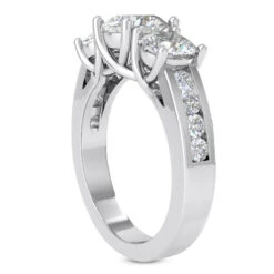 Thin 18K White Gold Diamond Three Stones Engagement Ring 0.98ct -Borcely Jewelry Sales 18k gold diamond three stones engagement ring 098ct p 33226 back white 20220426