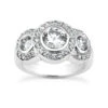 Thin 18K White Gold Diamond Three Stones Engagement Ring 1.42ct 3.60mm