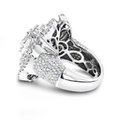 18K White Gold Statement Flower Diamond Engagement Ring LUCCELLO 3.25ct -Borcely Jewelry Sales 18k gold flower diamond engagement ring luccello 35ct statement jewelry backwh