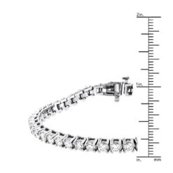 18K White Gold Inline Round Diamond Tennis Bracelet For Women 6.69ct VS Diamonds -Borcely Jewelry Sales 18k gold inline round diamond tennis bracelet 669ct vs diamonds rulerwh