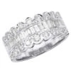 18K White Gold Ladies Diamond Ring 3.2ct Unique Wedding Band Round Baguette Diamonds