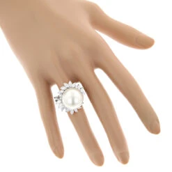 18K White Gold Ladies Pearl & Marquise Diamond Ring For Women 2.92ct 5 18K White Gold Ladies Pearl & Marquise Diamond Ring For Women 2.92ct -Borcely Jewelry Sales 18k gold ladies pearl marquise diamond ring 292ct p 5781bod