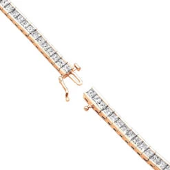 18K White Gold Princess Cut Diamond Women's Tennis Bracelet 12.62ct 18 18K White Gold Princess Cut Diamond Women's Tennis Bracelet 12.62ct -Borcely Jewelry Sales 18k gold princess cut diamond tennis bracelet 1262ct p 257 backro