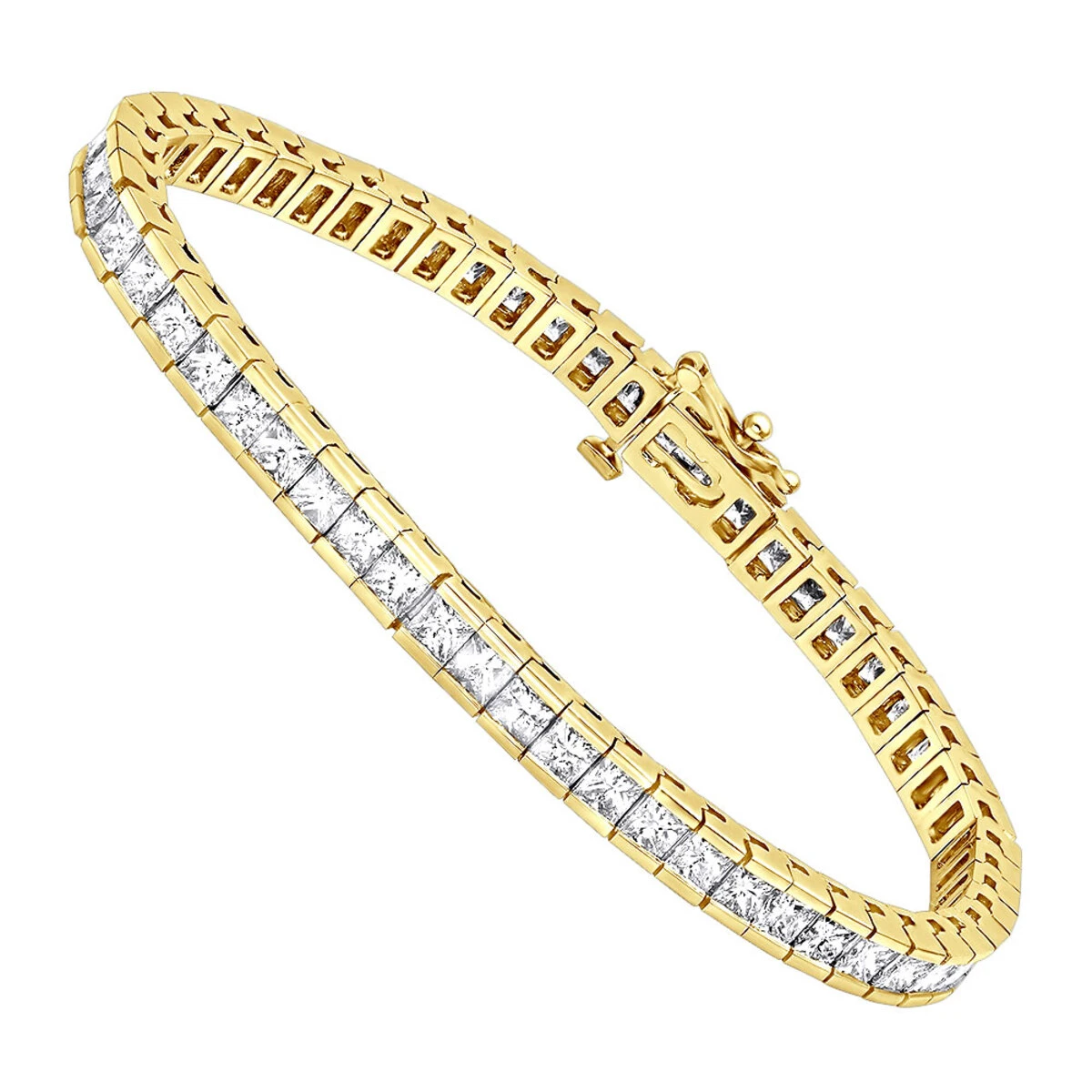 18K White Gold Princess Cut Diamond Women's Tennis Bracelet 12.62ct 2 18K White Gold Princess Cut Diamond Women's Tennis Bracelet 12.62ct - Image 2