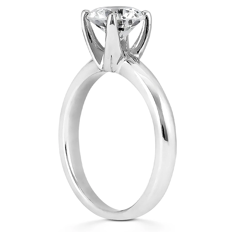 18K White Gold Round Diamond Engagement Ring 0.75ct 3mm Wide 4 18K White Gold Round Diamond Engagement Ring 0.75ct 3mm Wide - Image 4