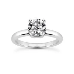 18K White Gold Round Diamond Engagement Ring 0.75ct 3mm Wide