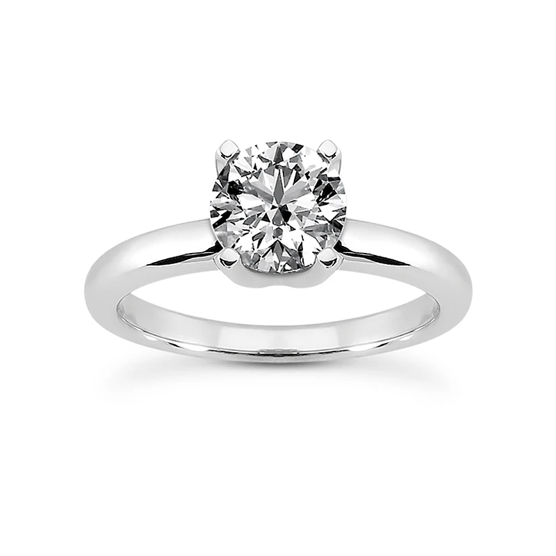 18K White Gold Round Diamond Engagement Ring 0.75ct 3mm Wide 1 18K White Gold Round Diamond Engagement Ring 0.75ct 3mm Wide
