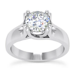 18K White Gold Round Diamond Engagement Ring 0.75ct 3.43mm