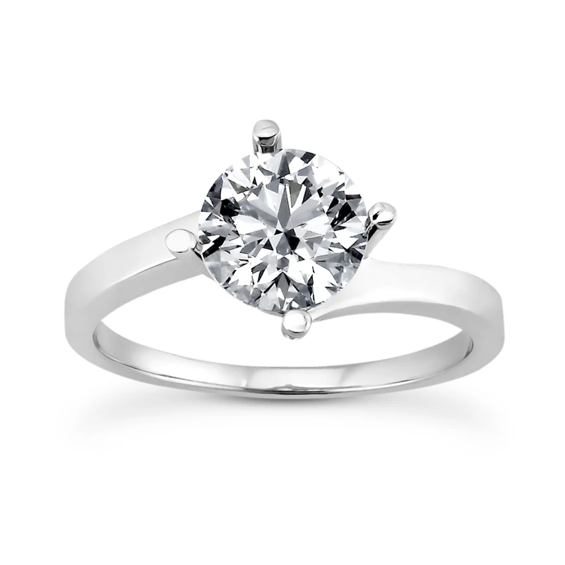 18K White Gold Round Diamond Engagement Ring 0.75ct 1.5mm 1 18K White Gold Round Diamond Engagement Ring 0.75ct 1.5mm