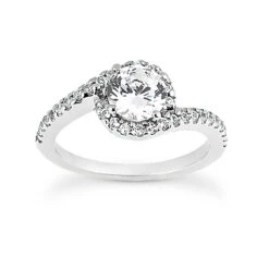 18K White Gold Round Diamond Engagement Ring 1.09ct 1mm