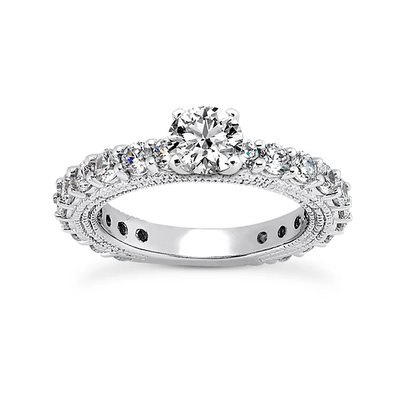18K White Gold Round Diamond Engagement Ring 1.85ct 1 18K White Gold Round Diamond Engagement Ring 1.85ct