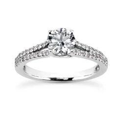 18K White Gold Round Diamond Engagement Ring Set 1.20ct Band: 1.5mm, Eng.: 2.6mm -Borcely Jewelry Sales 18k gold round diamond engagement ring set 120ct p 29917 back white