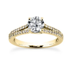 18K White Gold Round Diamond Engagement Ring Set 1.20ct Band: 1.5mm, Eng.: 2.6mm -Borcely Jewelry Sales 18k gold round diamond engagement ring set 120ct p 29917 back yellow