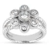 18K White Gold Round Diamond Ladies Ring 0.57ct 6.7mm
