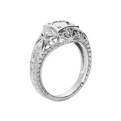 18K White Gold Round Diamond Ladies Ring 0.57ct 10.3mm -Borcely Jewelry Sales 18k gold round diamond ladies ring 057ct p 32280 back white 20220420 20220426