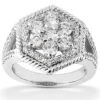 18K White Gold Round Diamond Ladies Ring 1.65ct 8.3mm