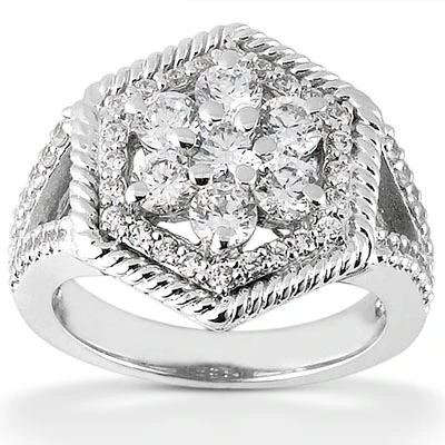 18K White Gold Round Diamond Ladies Ring 1.65ct 8.3mm 1 18K White Gold Round Diamond Ladies Ring 1.65ct 8.3mm