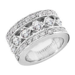 18K White Gold Round Diamond Ladies Ring 1.83ct 11.3mm