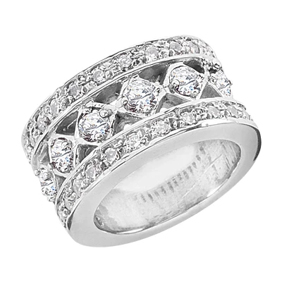 18K White Gold Round Diamond Ladies Ring 1.83ct 11.3mm 1 18K White Gold Round Diamond Ladies Ring 1.83ct 11.3mm