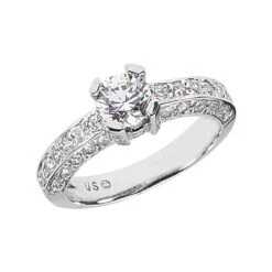 18K White Gold Round Diamond Ladies Ring 1.83ct 4.1mm