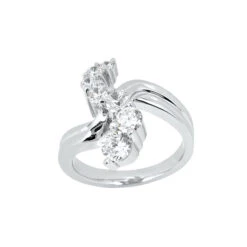 18K White Gold Round Diamond Ladies Ring 1ct 19.3mm