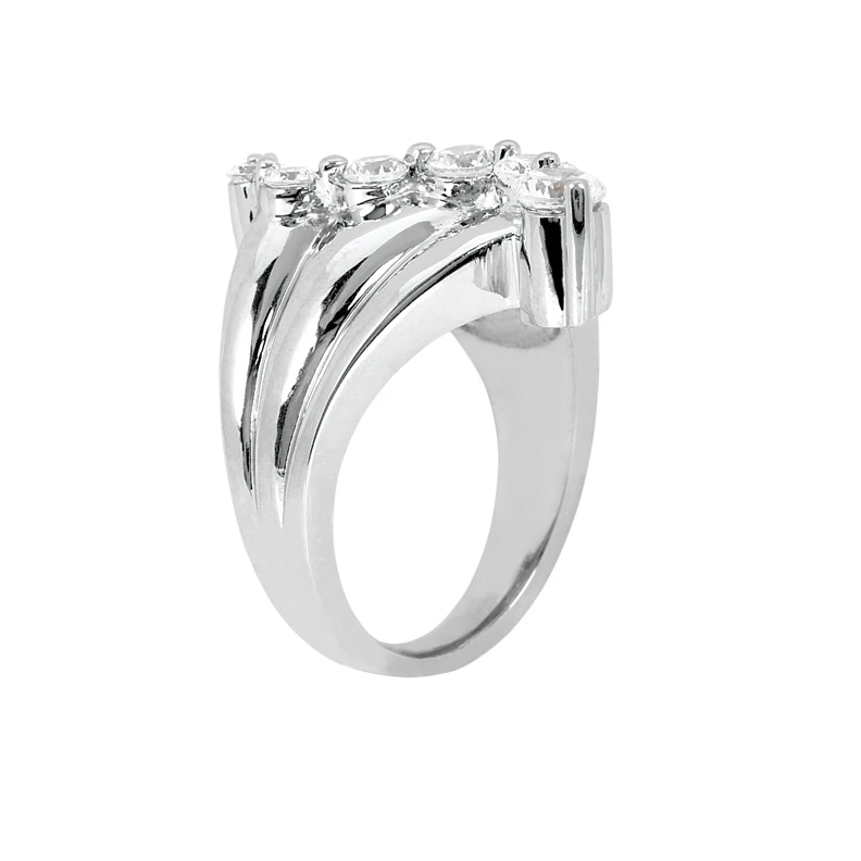18K White Gold Round Diamond Ladies Ring 1ct 24.7mm 2 18K White Gold Round Diamond Ladies Ring 1ct 24.7mm - Image 2