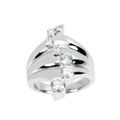 18K White Gold Round Diamond Ladies Ring 1ct 24.7mm