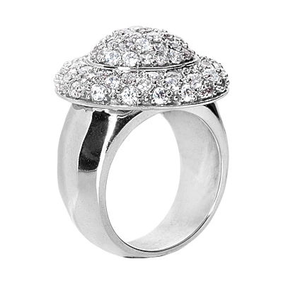 18K White Gold Round Diamond Ladies Ring 2.52ct 20.4mm 3 18K White Gold Round Diamond Ladies Ring 2.52ct 20.4mm - Image 3