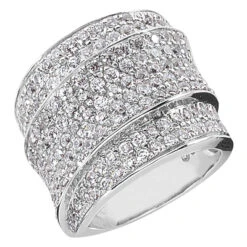 18K White Gold Round Diamond Ladies Ring 2.90ct