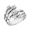 18K White Gold Round Diamond Right Hand Ladies Ring 0.59ct 19.9mm