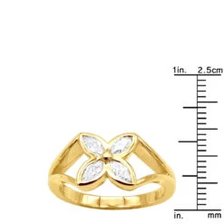 18K Yellow Gold Women's Diamond Ring Flower Design 0.6ct -Borcely Jewelry Sales 18k gold womens diamond ring 060ct p 32122 rulerye