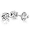 18K White Gold 4 Prong Round Diamond Stud Earrings 1.5 Carats