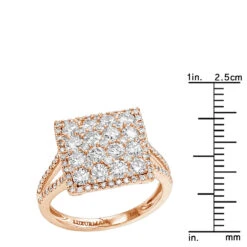 2 Carat 14K Rose Gold Cluster Diamond Engagement Ring By Luxurman -Borcely Jewelry Sales 2 carat 14k gold cluster diamond engagement ring by luxurman rulerro