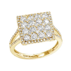 2 Carat 14K Rose Gold Cluster Diamond Engagement Ring By Luxurman -Borcely Jewelry Sales 2 carat 14k gold cluster diamond engagement ring by luxurman ye