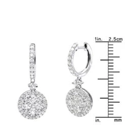 2 Carat Dangling Round Diamond Drop Earrings For Women By Luxurman 14K White Gold -Borcely Jewelry Sales 2 carat dangling round diamond drop earrings for women by luxurman 14k gold rulerwh