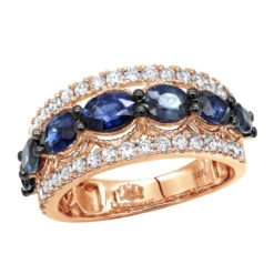 4 Carat Diamond And Sapphire Cocktail Ring For Women 14K Yellow Gold Luxurman Band -Borcely Jewelry Sales 2 carat diamond and sapphire cocktail ring for women 14k gold luxurman band ro