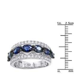 4 Carat Diamond And Sapphire Cocktail Ring For Women 14K Yellow Gold Luxurman Band -Borcely Jewelry Sales 2 carat diamond and sapphire cocktail ring for women 14k gold luxurman band rulerwh